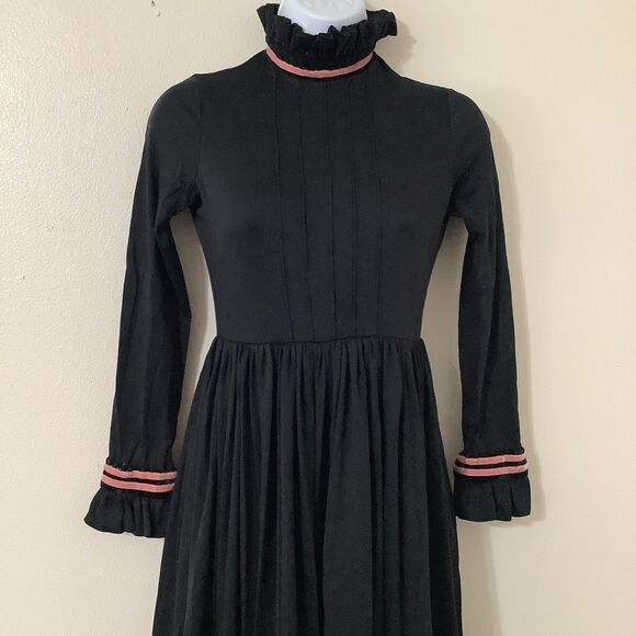 Handmade Vintage Retro Victorian Whimsigoth Witchy Dark Feminine Midi Dress XS - Picture 2 of 8
